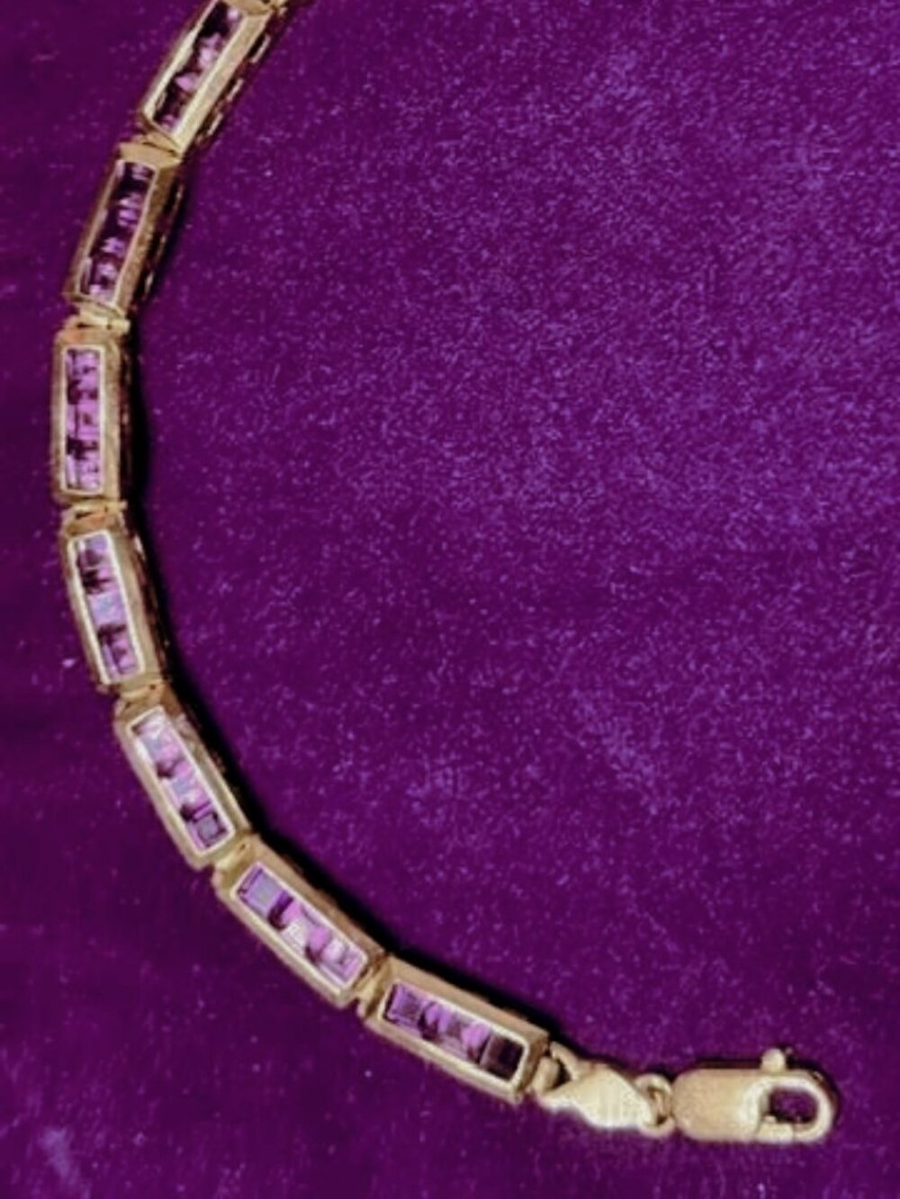 14k Yellow Gold Amethyst Tennis Bracelet